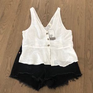 H&M linen button up peplum tank